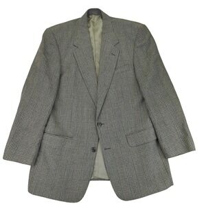 Mark Shale Men's 42R Wool Silk Blend Plaid Sport Coat‎ Blazer Jacket Brown Gray